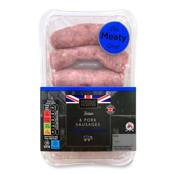 Specially Selected British Outdoor Bred 6 Pork Sausages 400g